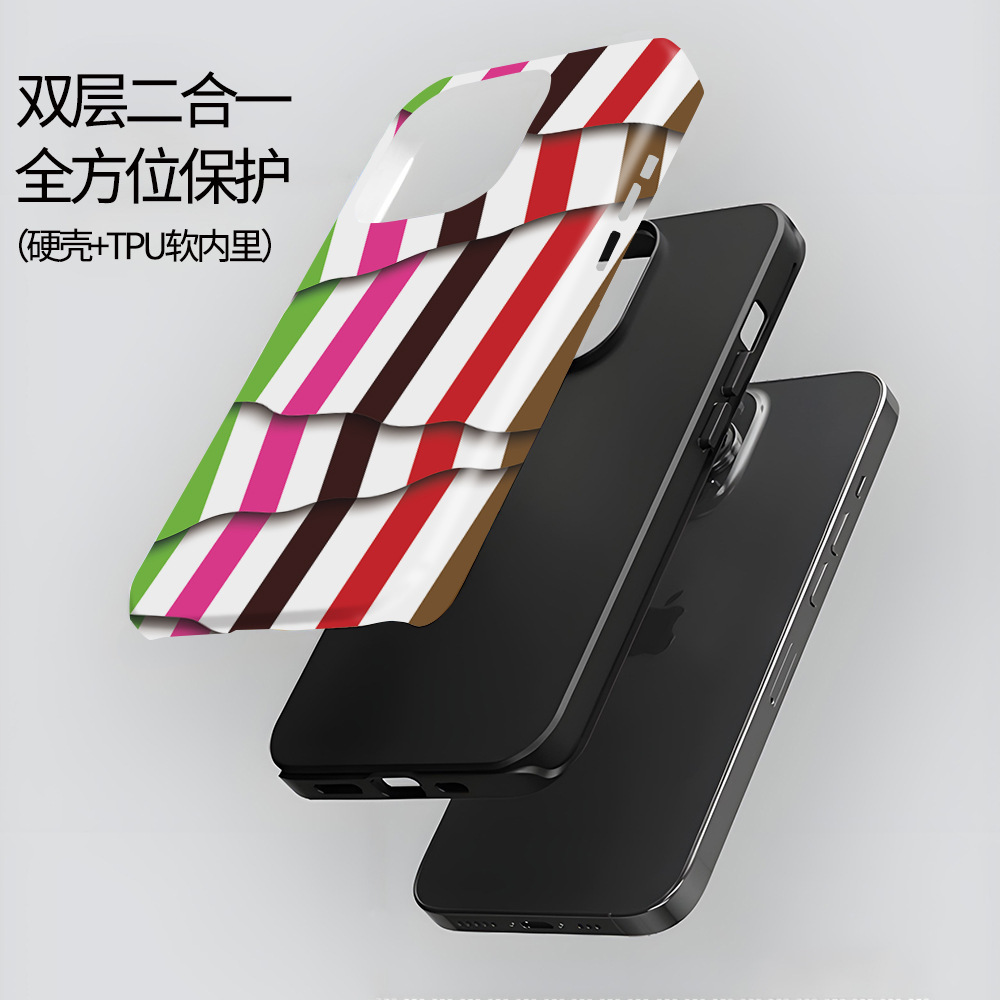 Creative plaid two-in-one phone case For iphone15promax 14 15pro case 13 double-layer anti-fall film shell 11