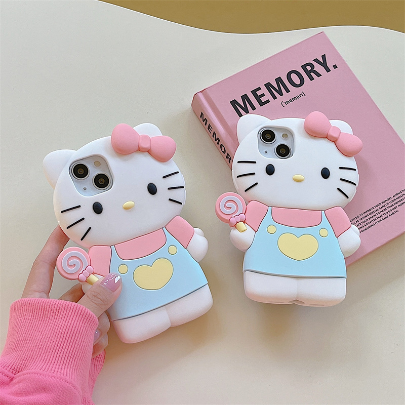 Popular Cute Cartoon 3D Kitty Kuromi soft silicone phone case for iphone 11 12 13 14 15 plus/pro/pro max