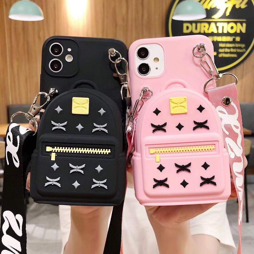 Luxury Girl Zipper Wallet Purse Bag Designer Silicone Crossbody Cell Phone Case For Iphone15promax 14pro for Samsung S23ultra