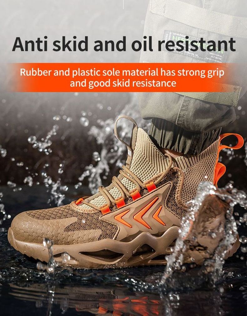 Wholesale  Lightweight Breathable Steel Toe Shoes for Men Wide Width Comfortable Safety Sneakers Anti-Puncture Work Shoes