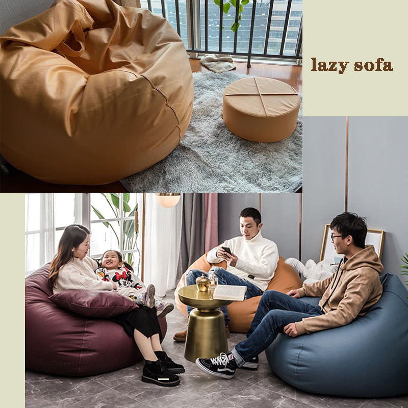 Colorful Custom Lazy Sofa Round Foldable Single Tatami Round Big Lazy Bean Bag Sofa Chair  For Kids And Adults