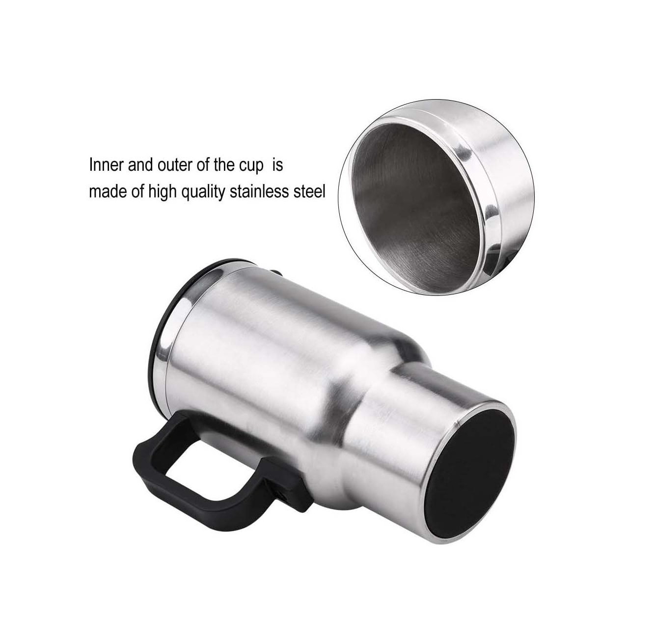 High Quality 450ML Mini Car Silver Black Travel Mug Stainless Steel Heating Electric Car Mug kettle