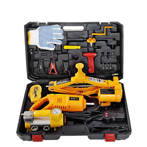 Hot selling 12 V electric wrench inflation pump vehicle mounted toolbox car emergency jack kit car  horizontal jack