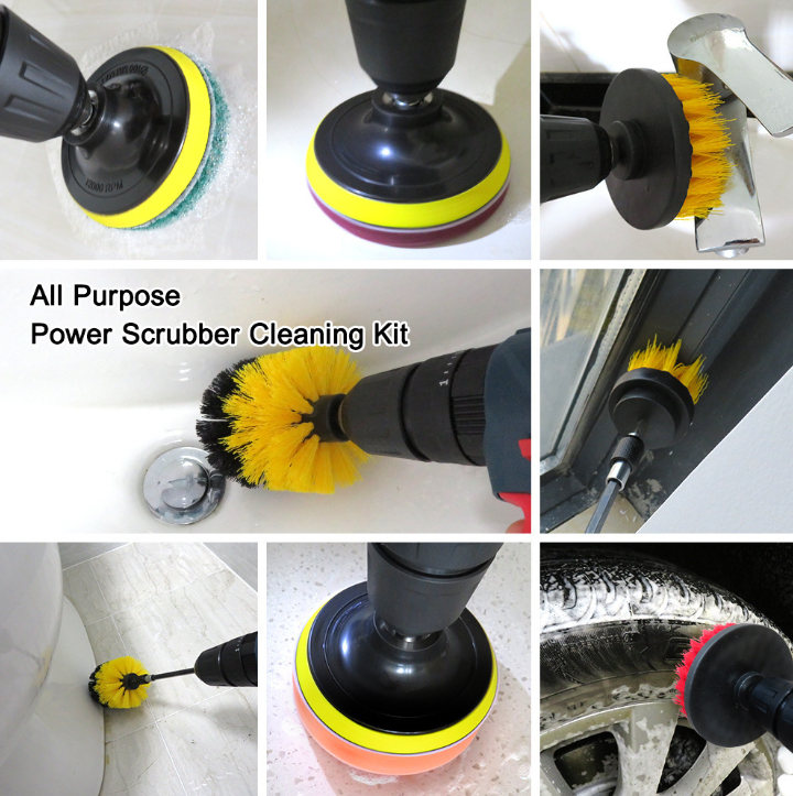 14pcs Interior and Wheel Auto Detailing Brush Set Drill Clean Brush Kit Sponge Foam Polishing Pad Drill Brush Kit