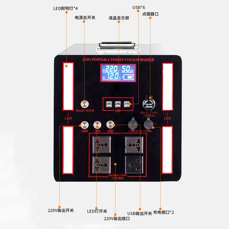 220v Energy Storage Outdoor Mobile Power Supply Broadcast Camping Self-Driving Travel Stalls Power Outage