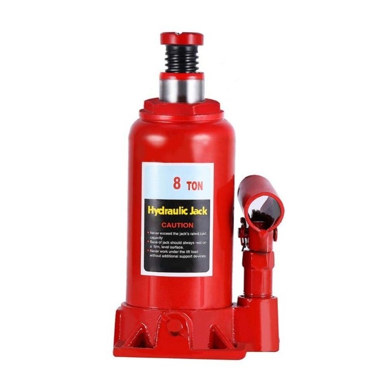 High Efficiency Safe Hydraulic Stand Jack with Pressure Gauge Telescopic Stainless Steel 8T Bottle Jack