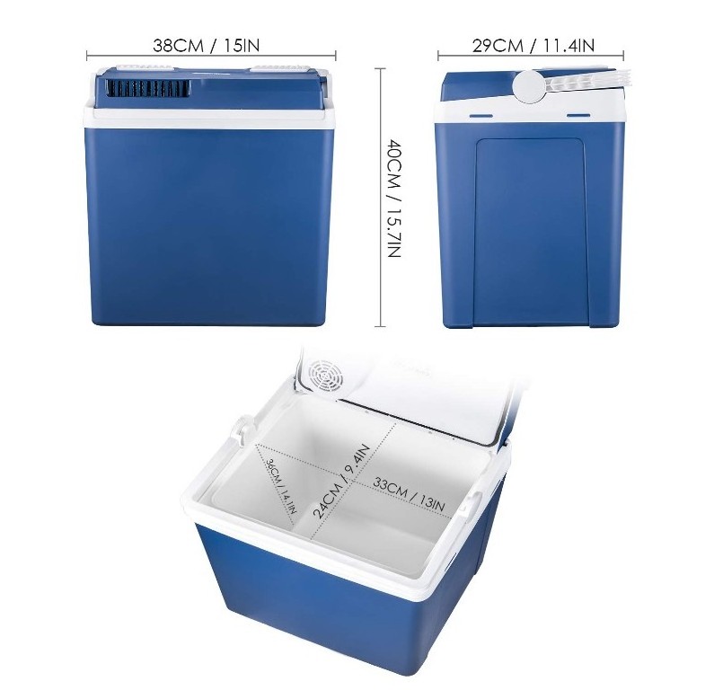 Electric Cool Box 12V DC Cool and Warm Coolbox for Car- Portable Car Refrigerator with Automatic Locking Handle and 25L