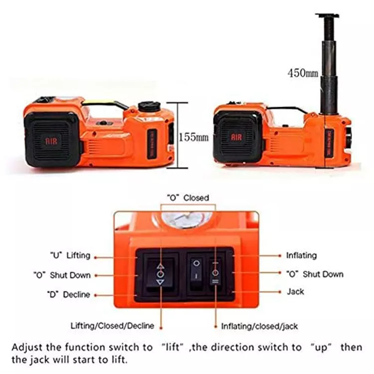 Portable 3 in 1 3Ton  Car Hydraulic Floor Jack Air Pump Car Repair Kit 12V Electric Impact Wrench