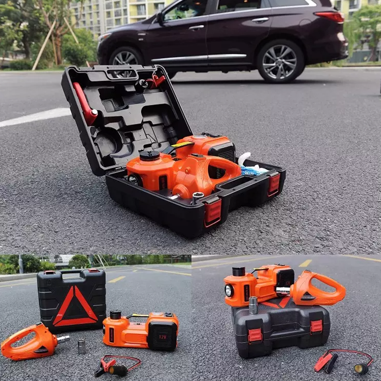 Portable 3 in 1 3Ton  Car Hydraulic Floor Jack Air Pump Car Repair Kit 12V Electric Impact Wrench