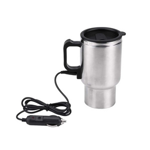 High Quality 450ML Mini Car Silver Black Travel Mug Stainless Steel Heating Electric Car Mug kettle