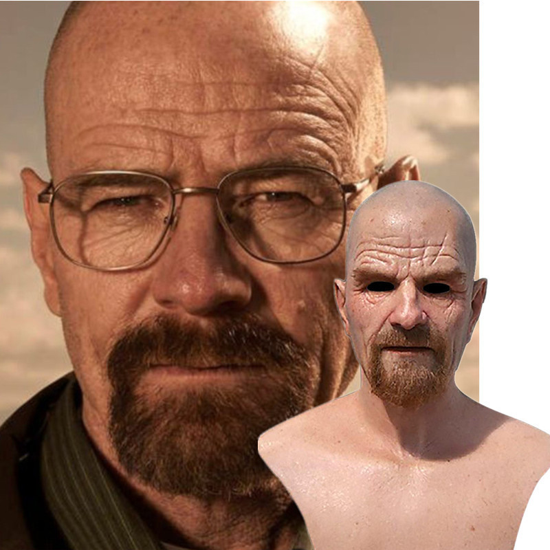 Jcostng Movie Celebrity Latex Mask Breaking Bad Professor Mr. White Realistic Cosplay Mask Costume Halloween Party Cosplay Mask