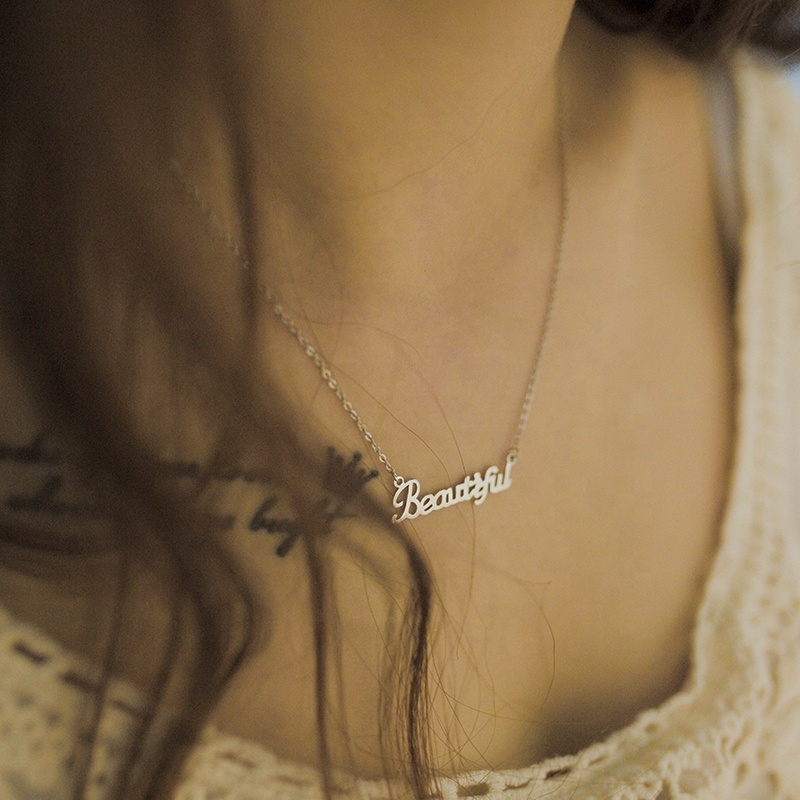 Fashion Personalized 925 Sterling Silver Fine Jewelry 18K Gold Custom Personalized Charm Name Word Letter Necklace for Women