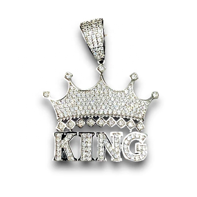 Hip Hop Jewelry Pass Diamond Tester Bling Iced Out Letter Words Full VVS Moissanite Crown King Pendant For Thick Chain Men Party