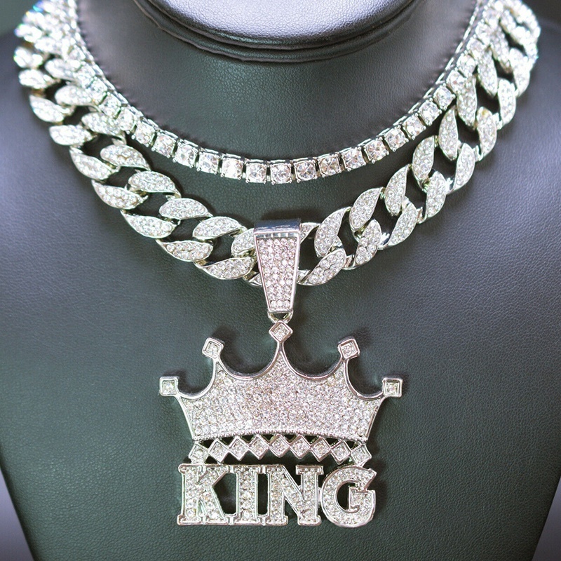 Hip Hop Jewelry Pass Diamond Tester Bling Iced Out Letter Words Full VVS Moissanite Crown King Pendant For Thick Chain Men Party