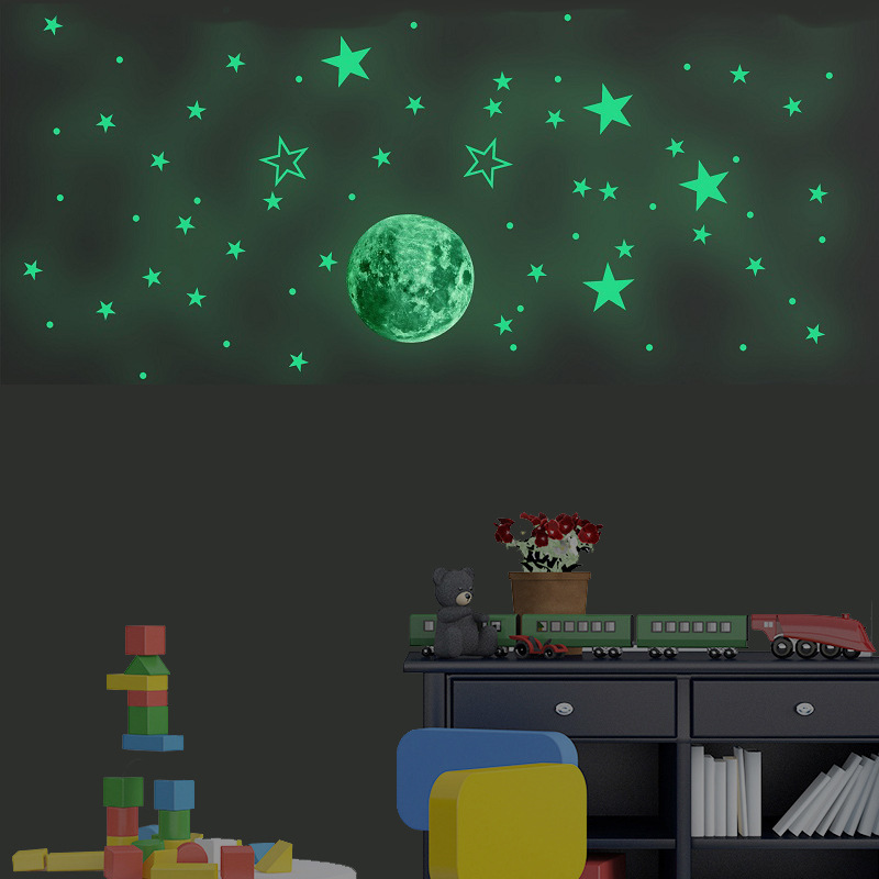 Glow in the dark for Ceiling Wall Stickers,Including Glow Stars and Moon,Perfect for Kids Bedroom