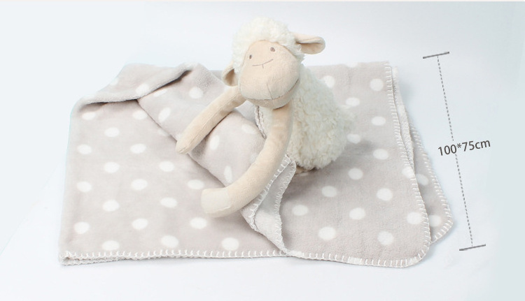 OEM 3D 100% Cashmere Polar Fleece Kids New Born Soft Plush Toy Sheep Lamb Animal Baby Swaddle Blanket