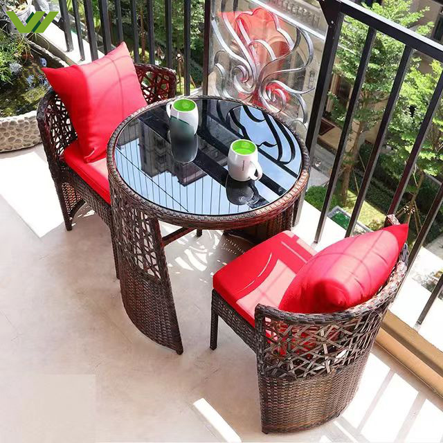 Durable Large Size Rattan Garden furniture Set  of 2 wicker Hide Patio Balcony Set