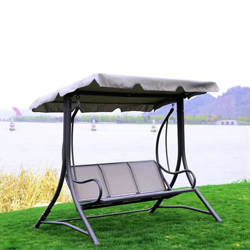 Garden Lawn Courtyard Outdoor 3 Seater Swing Chair With Stand And Sunshade