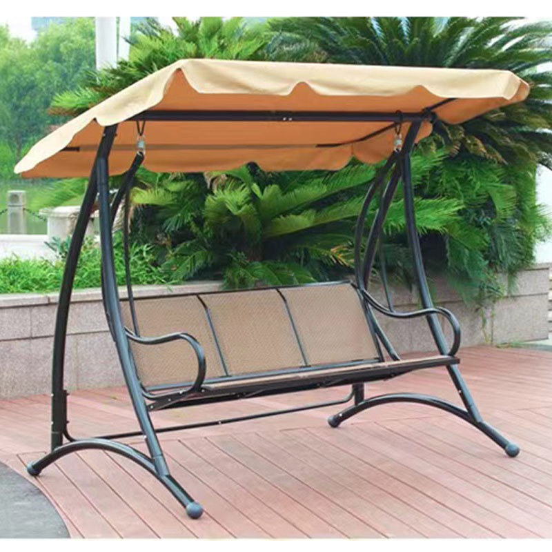 Garden Lawn Courtyard Outdoor 3 Seater Swing Chair With Stand And Sunshade