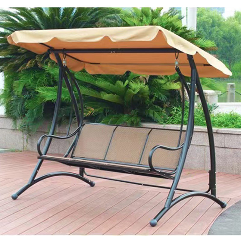 Garden Lawn Courtyard Outdoor 3 Seater Swing Chair With Stand And Sunshade