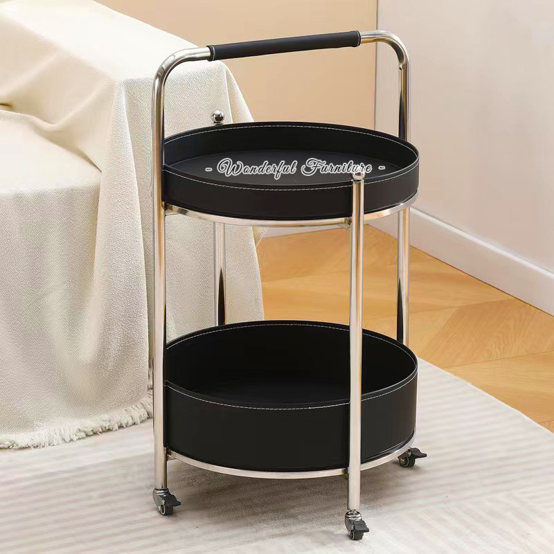 Simple Double Storage Space Bedside Table Movable Nightstand Living Room Coffee Table with Casters