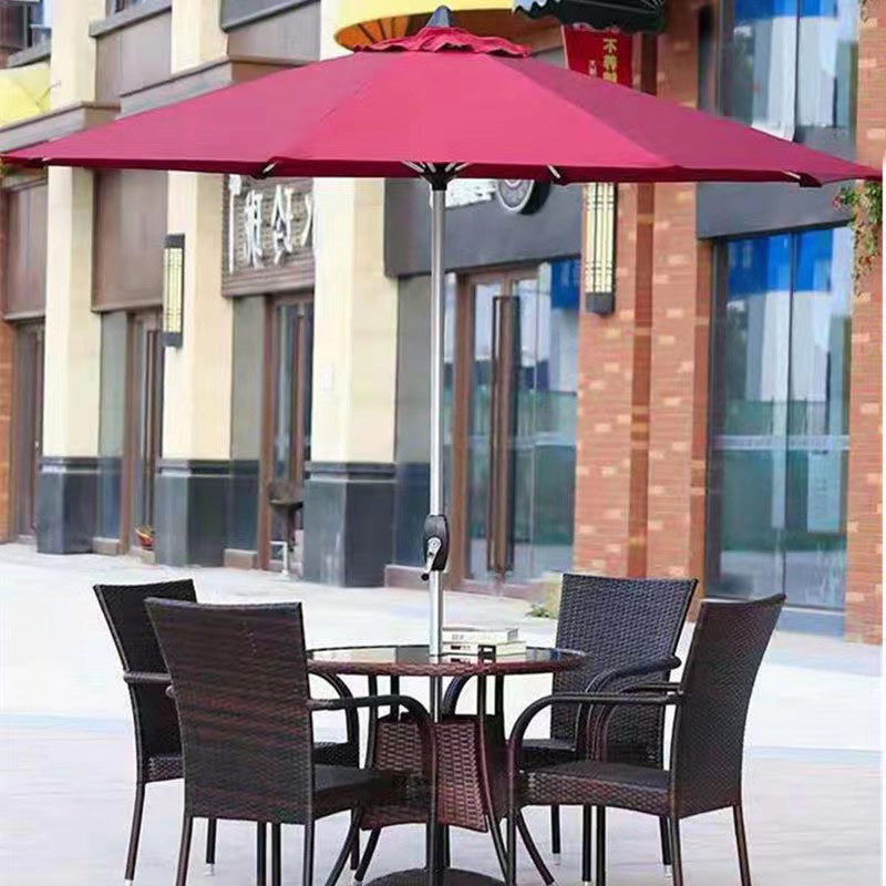 Outdoor Round French Bistro Circle Armchair Metal Rattan Wicker Garden Flower Chair With Umbrella