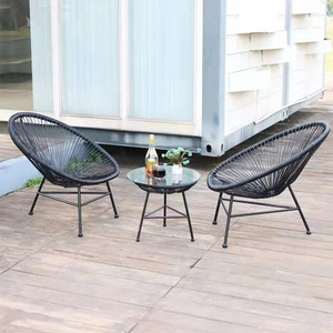 Indoor Outdoor Acapulco Chair Weave All Weather Outdoor Patio Sun Oval Chair and Table Set