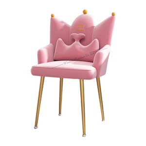 Cute Style Crown Chair High Quality Velvet Home Study Chair For Kids