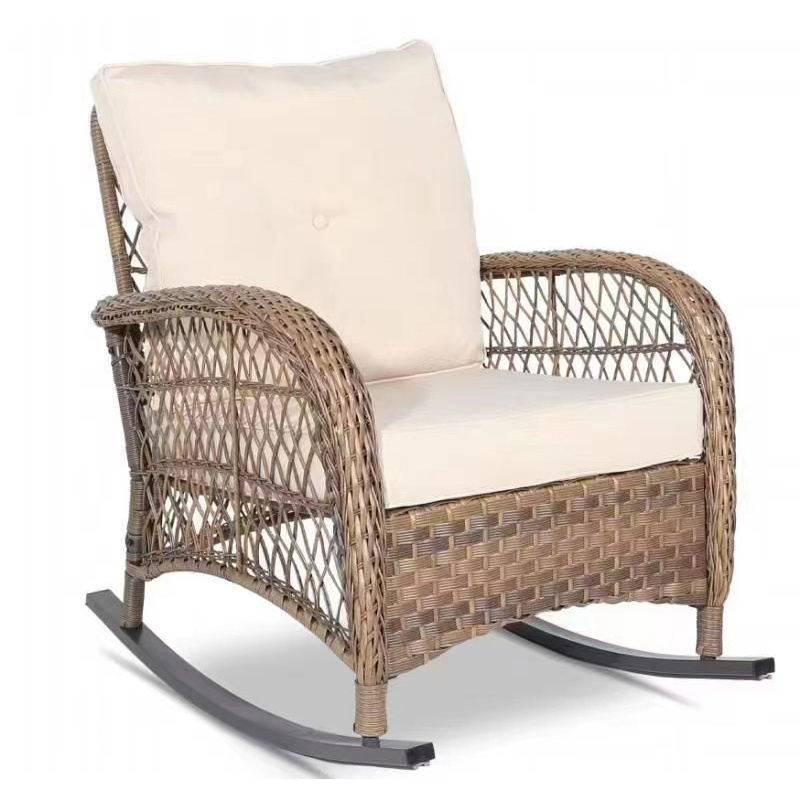 Oversized  Luxury Plastic Rattan Balcony Garden Rocking Chair