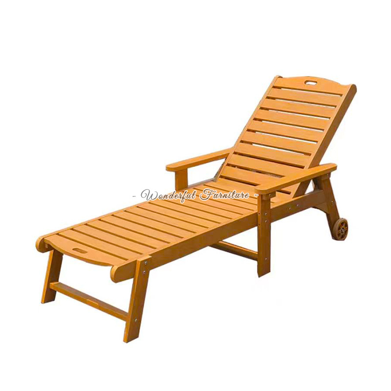 Large Size Outdoor Lounge Chair Folding Plastic Wood Pool Sun Lounge Chair