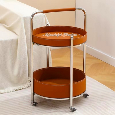 Simple Double Storage Space Bedside Table Movable Nightstand Living Room Coffee Table with Casters