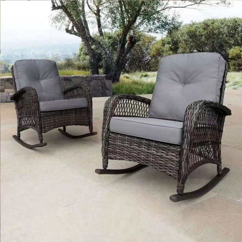 Oversized  Luxury Plastic Rattan Balcony Garden Rocking Chair