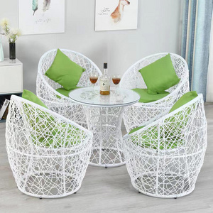 Garden Furniture Outdoor Rattan Dining Table Set Plastic Rattan Chair Set And Table Nest Chair