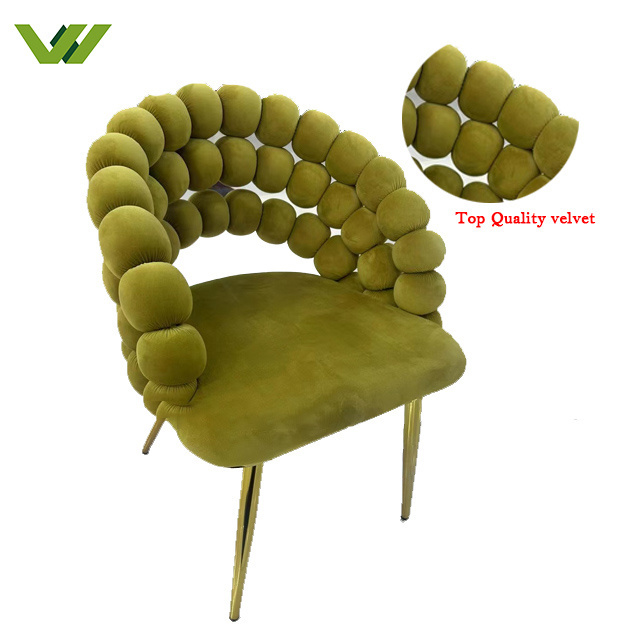 Wholesale Custom Color Cream Green Velvet Dining Chair Cafe Nail Salon Metal Gold Dining Chairs Modern Elegant Dining Chair