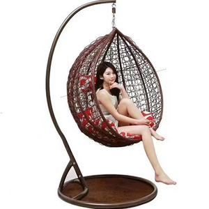 European Holder Rattan Egg Patio Hanging Chair Free Standing Hanging Swing Chair Garden Suspended Chair