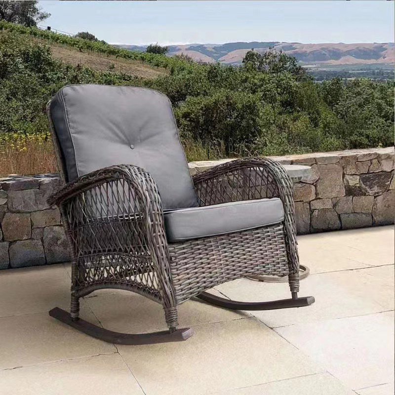 Oversized  Luxury Plastic Rattan Balcony Garden Rocking Chair