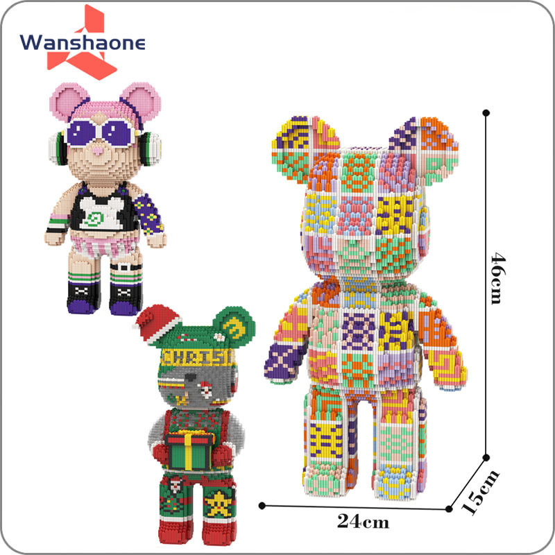 46Cm Wholesale Anime Bearbrick Compatible Magic DIY Children's Puzzle Model Assembling Kid Toy Building Blocks Plastic Polybag