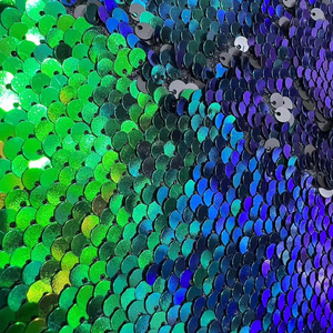 Sequin Embroidered Organza Fabric Mermaid Style Iridescent Fabric For Stage and Wedding Dress