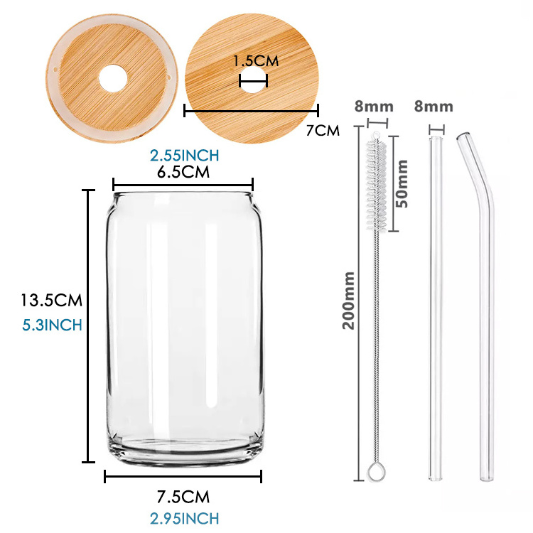 Usa Warehouse Custom Uv Vinyl Printing Frosted Clear 20 16 Oz Libbey Beer Can Shape Glass with Bamboo Lid and Glass Straw