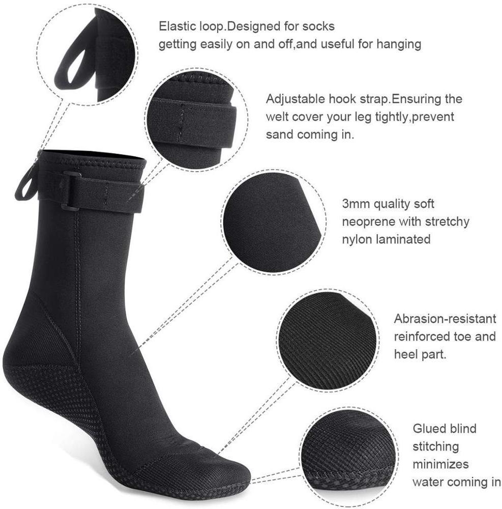 3mm Beach Water Sport Wetsuit Shoes Boot Thermal Protection Neoprene Beach Snorkeling Freediving Swimming Diving Surfing Socks