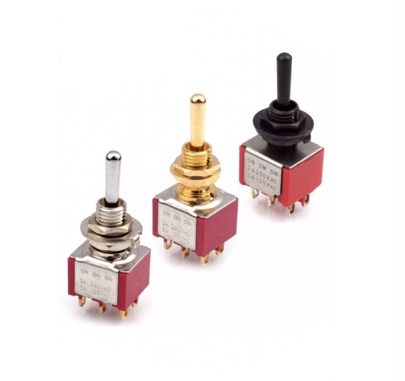 MTS-203 6 pin 3 position On-off Brass Mini Rocker Toggle Switch Use For Car