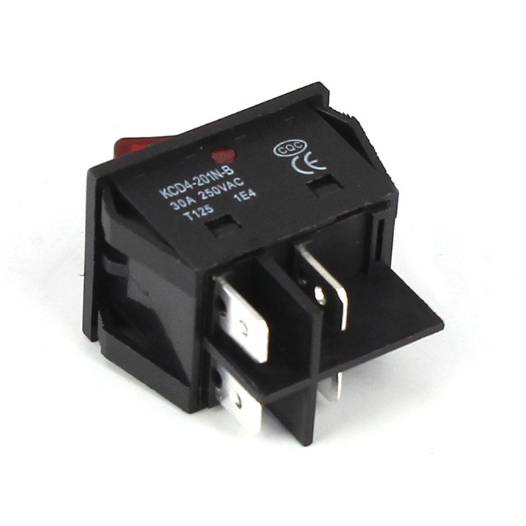 4 Pin Rocker Limit Switch KCD2-201N Lighted 30a Waterproof Black CE Copper 250V AC Toggle On Off Switch