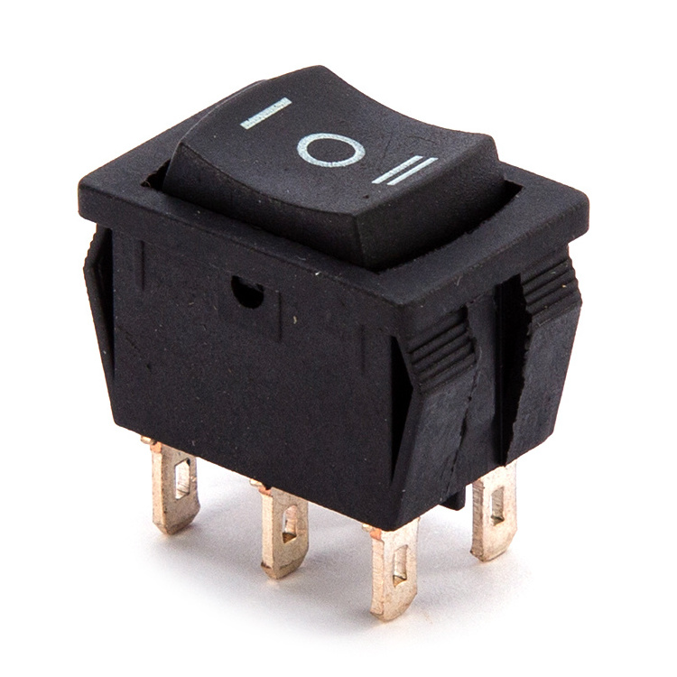 3 position ON-OFF-ON rocker switch double pole double throw 6 pin 4.8*0.8 terminal size brass insert rocker switch