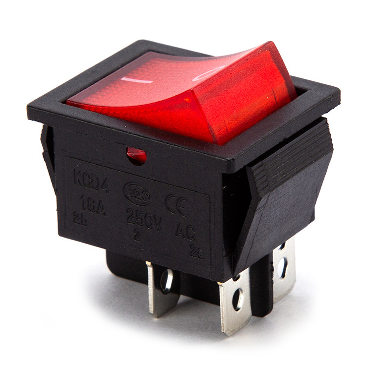 22MM 16A 250V AC KCD4 Rocker Switch With Light