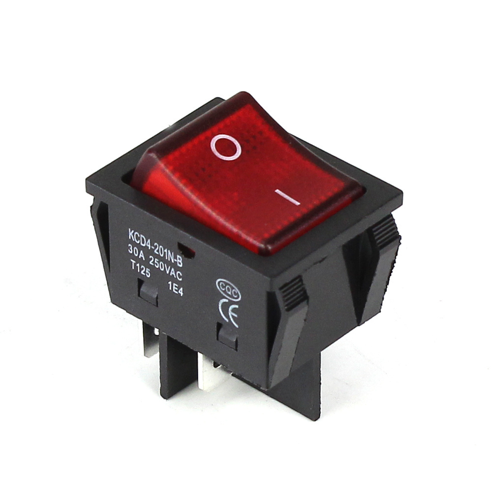 4 Pin Rocker Limit Switch KCD2-201N Lighted 30a Waterproof Black CE Copper 250V AC Toggle On Off Switch