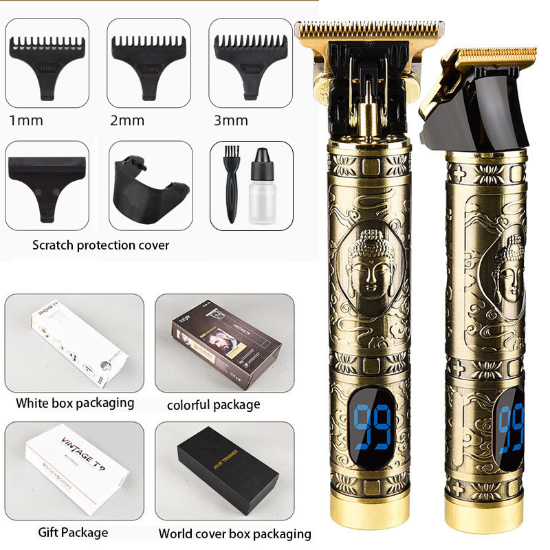 Professional manufacturer custom carved pattern men's hair trimmer rechargeable mini hair clipper