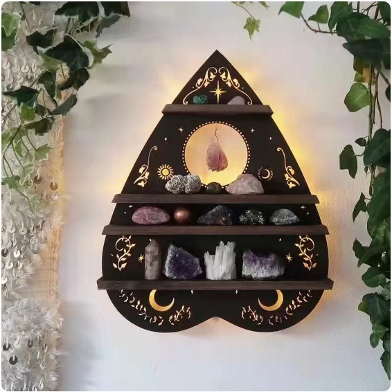 Popular Wooden Moon Butterfly Wall Shelf Bedroom Decoration Wall Shelf Organizer