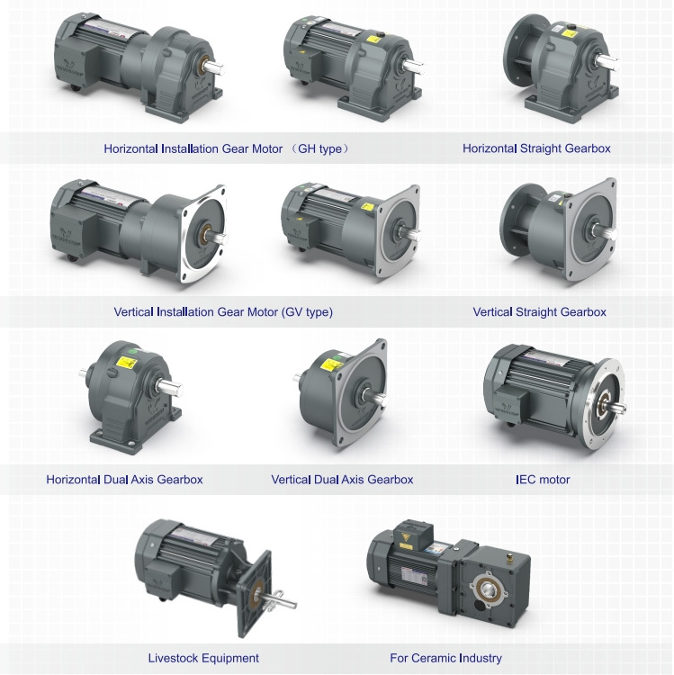 WANSHSIN GV Series Vertical Single-Phase Three Phase Aluminum Shell (Brake) Gearbox Reducers 220V for Poultry AC Gear Motor