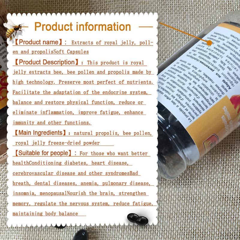 Propolis Extract Soft Daynee Honey capsules Natural Organic herbal softgel boost Immunity blood Lipids healthy Supplement