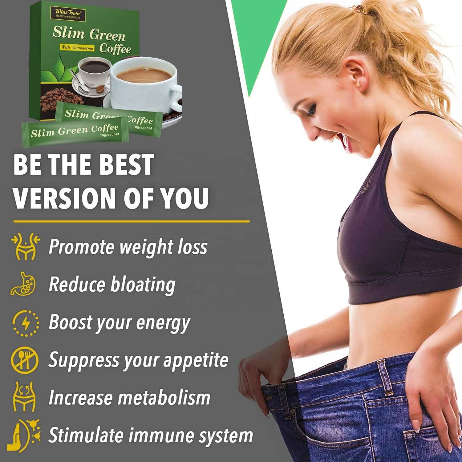 wansongtang Slim green coffee with ganoderma instant coffee weight loss